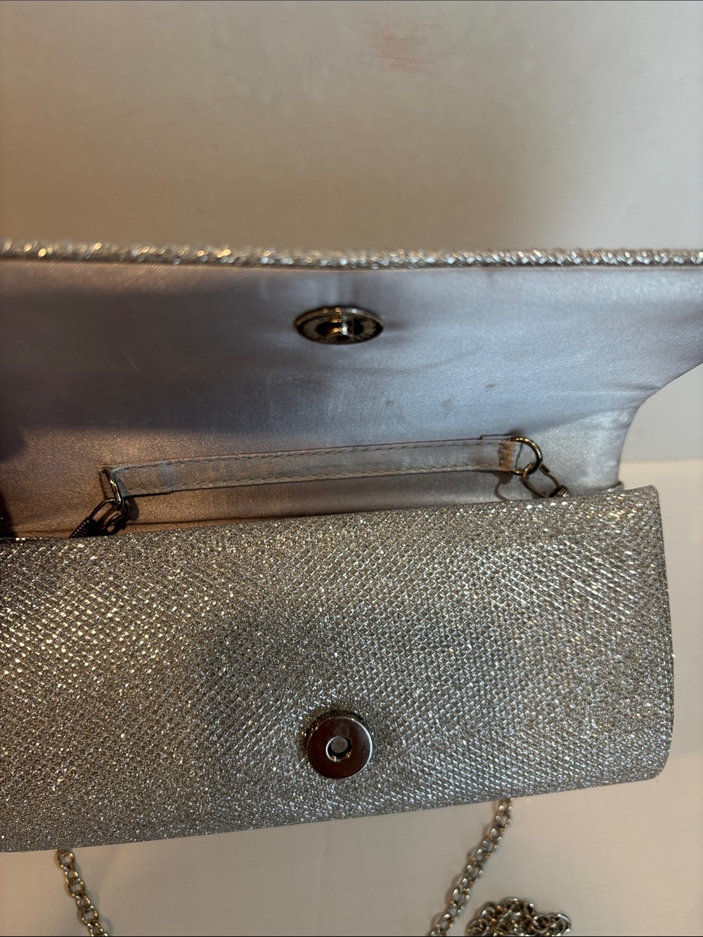 Jessica McClintock Chloe Sparkle Stones Evening Clutch Bag in Silver - Picture 3 of 10